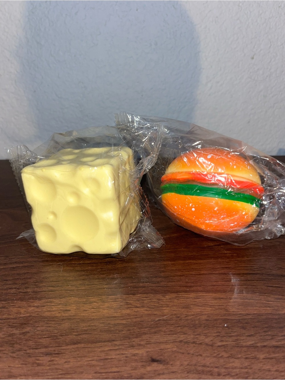 Kids Toy Squeeze Set - Yellow Cheese Cube & Orange Burger Ball